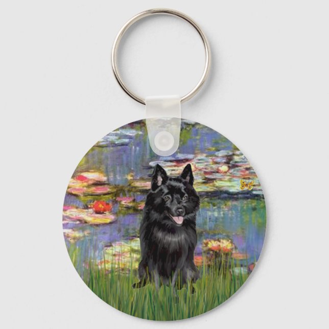 Schipperke 4 - Lilies 2 Keychain (Front)