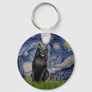 Schipperke 5 - Starry Night Keychain