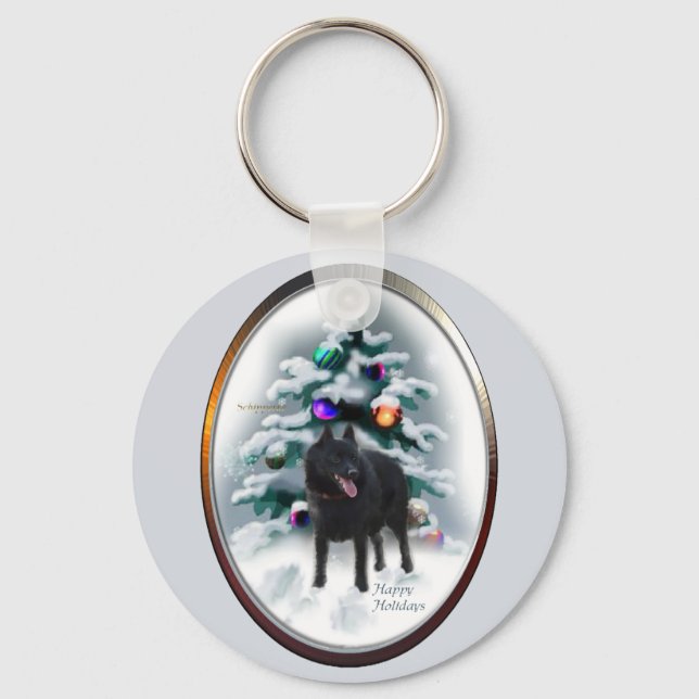 Schipperke Christmas Gifts Keychain (Front)