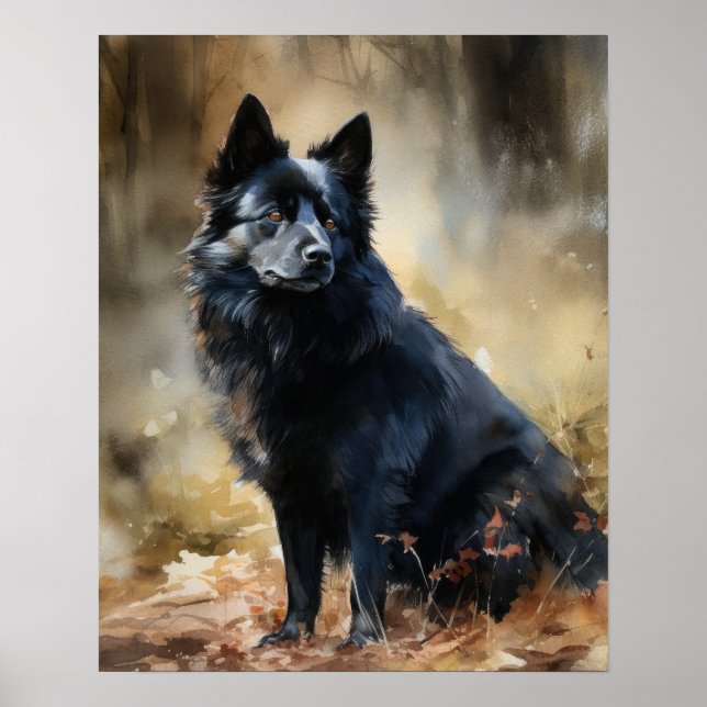 Schipperke Dog Art Print Poster (Front)