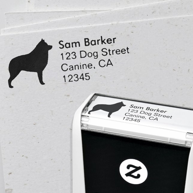 Schipperke Dog Breed Silhouette Return Address Self-inking Stamp (Creator Uploaded)