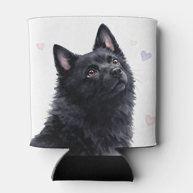schipperke Dog Breed with Hearts Can Cooler (Back)