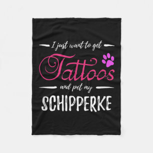 Schipperke Dog Lover Tattoo Funny Dog Mom Gift Ide Fleece Blanket