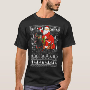 Schipperke Dog  Santa Riding Schipperke Ugly Chris T-Shirt