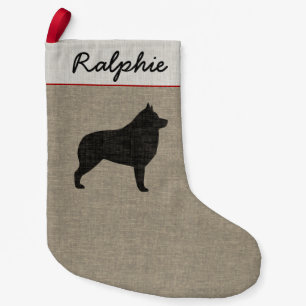 Schipperke Dog Silhouette Personalized Holiday Small Christmas Stocking