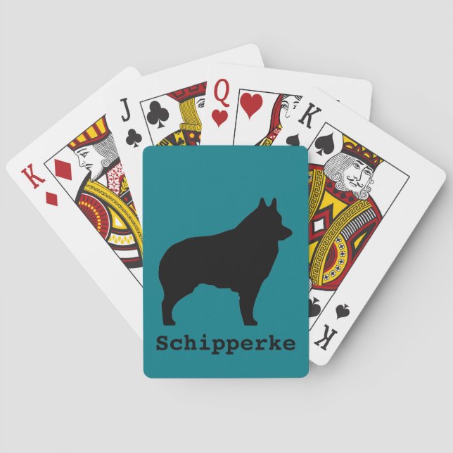 Schipperke dog silhouette playing cards (Back)