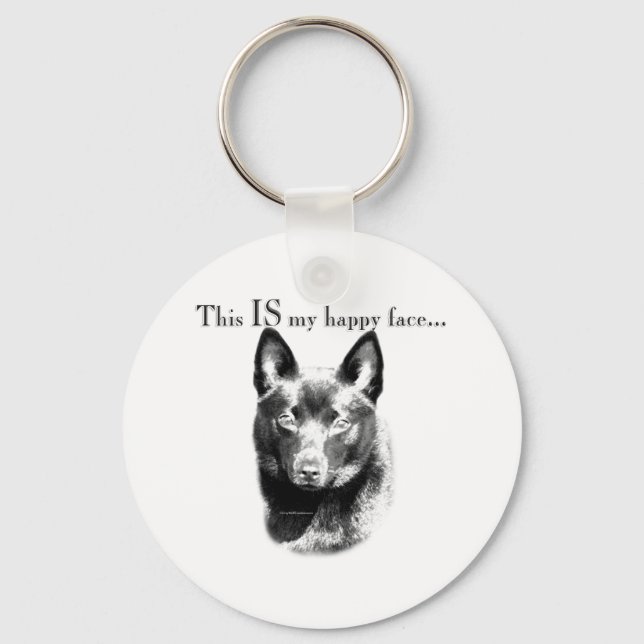 Schipperke Happy Face Keychain (Front)