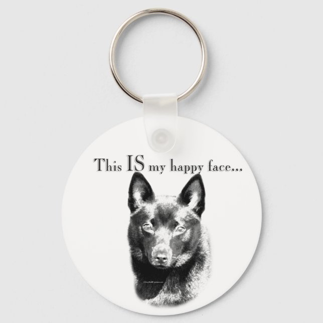 Schipperke Happy Face Keychain (Front)