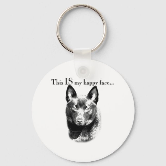 Schipperke Happy Face Keychain (Front)