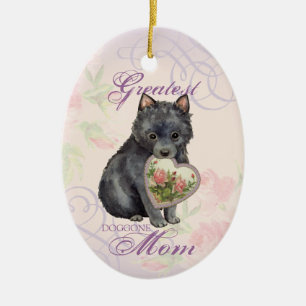 Schipperke Heart Mom Ceramic Ornament
