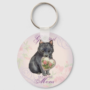 Schipperke Heart Mom Keychain