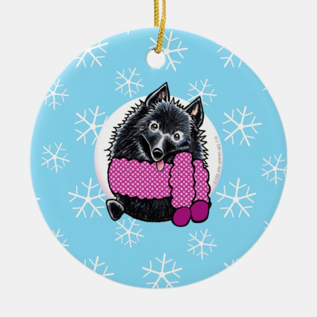Schipperke Let it Snow Ceramic Ornament (Front)
