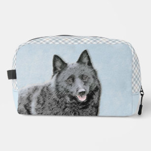 Schipperke Painting Black Cute Original Dog Art Dopp Kit
