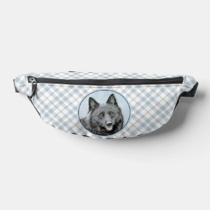 Schipperke Painting Black Cute Original Dog Art Fanny Pack