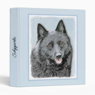 Schipperke Painting - Cute Original Dog Art Binder