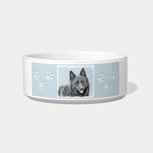 Schipperke Painting - Cute Original Dog Art Bowl