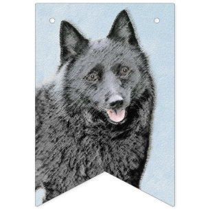 Schipperke Painting - Cute Original Dog Art Bunting Flags