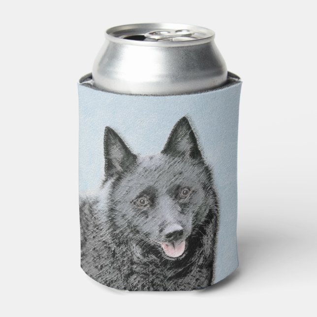 Schipperke Painting - Cute Original Dog Art Can Cooler (Can Front)
