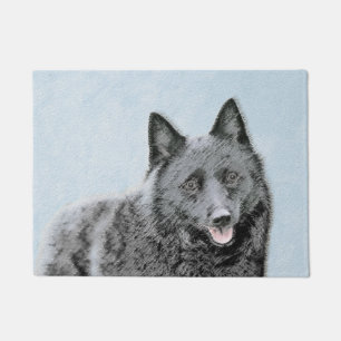 Schipperke Painting - Cute Original Dog Art Doormat