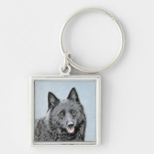 Schipperke Painting - Cute Original Dog Art Keychain