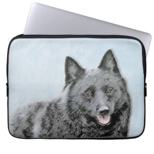 Schipperke Painting - Cute Original Dog Art Laptop Sleeve