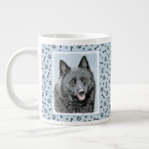 Schipperke Painting - Cute Original Dog Art Large Coffee Mug