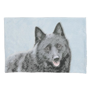 Schipperke Painting - Cute Original Dog Art Pillowcase