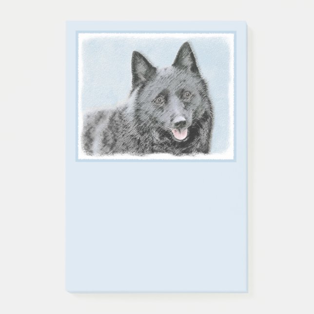 Schipperke Painting - Cute Original Dog Art Post-it Notes (Front)