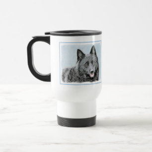 Schipperke Painting - Cute Original Dog Art Travel Mug