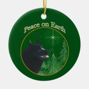 Schipperke Peace Ceramic Ornament