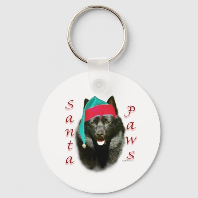 Schipperke Santa Paws Keychain (Front)