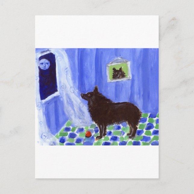 schipperke senses smiling moon postcard (Front)