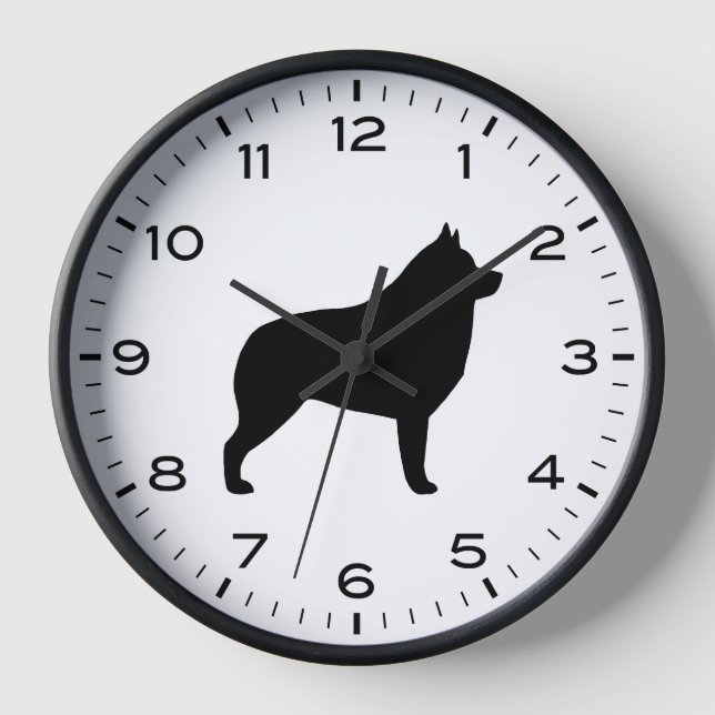 Schipperke Silhouette with Numbers and Minutes Clock (Front)