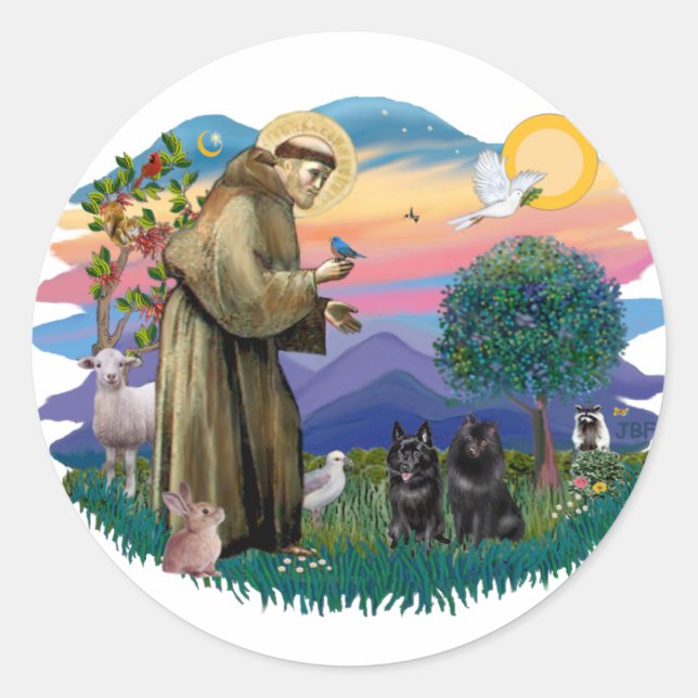 Schipperke (two) classic round sticker (Front)