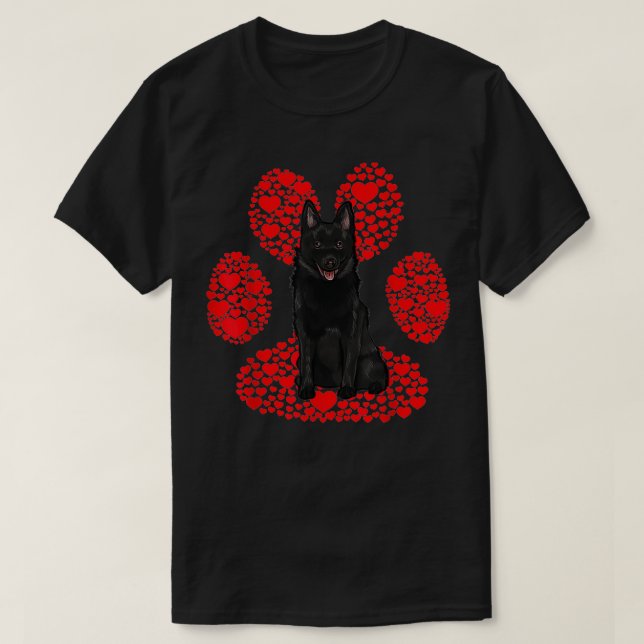 Schipperke Valentines Day Dog Love Paw  T-Shirt (Design Front)