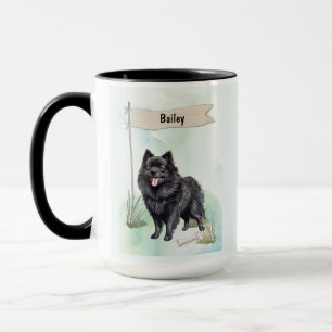 Schipperke Watercolor Personalized Dog Mug