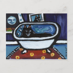 Schipperke whimsical bath postcard