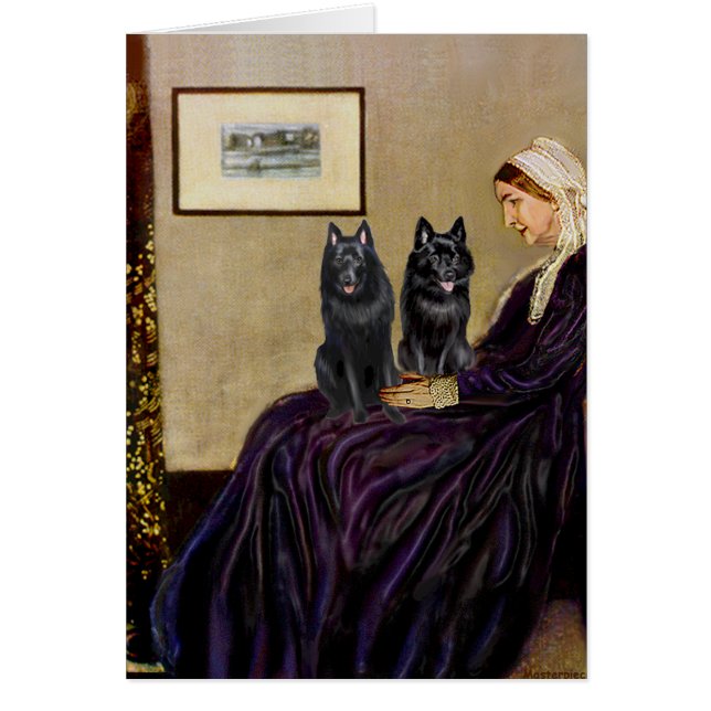 Schipperkes (deux) - Whsitlers Mère (Devant)