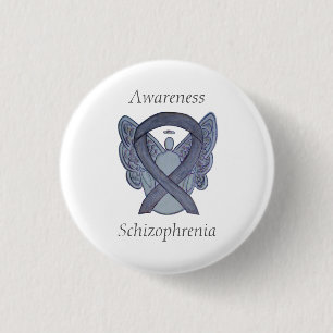 Schizophrenia Awareness Ribbon Angel Custom Pins