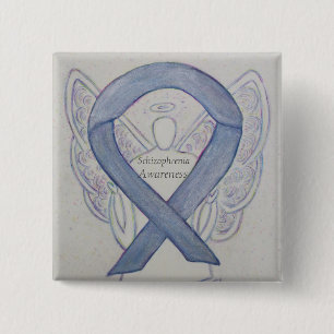 Schizophrenia Awareness Ribbon Angel Custom Pins