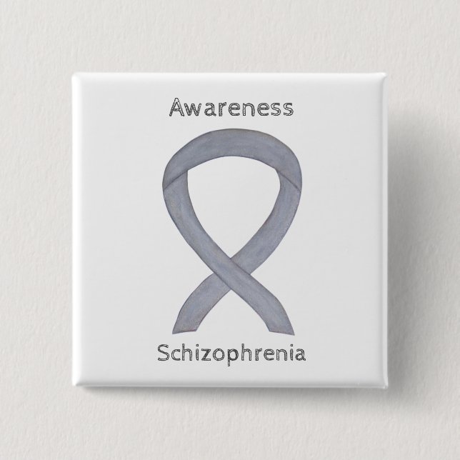 Schizophrenia Awareness Ribbon Custom Pins (Front)
