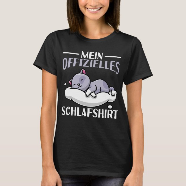 Schlafshirt Nachthemd Schlafanzug Katze T-Shirt (Front)