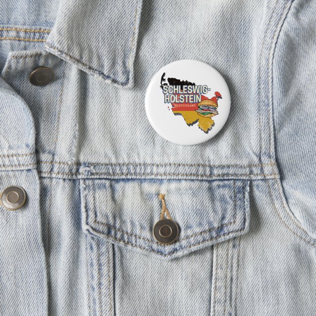 Schleswig-Holstein Germany Federal State Map 2 Inch Round Button (In Situ)