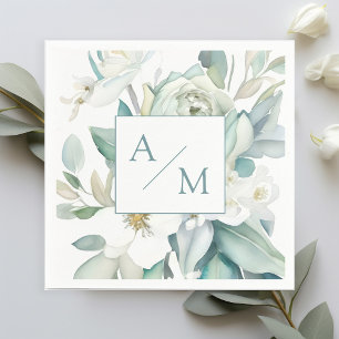 Schlicht elegante Greenery Monogramm  Napkin