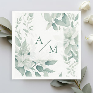 Schlicht elegante Greenery Monogramm  Napkin