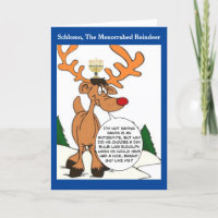 Schlomo The Menorahed Reindeer Hanukkah Card