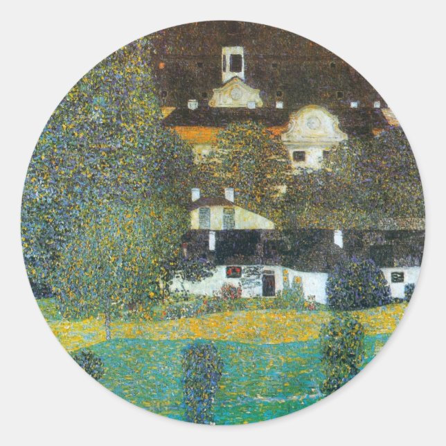 Schloss Kammer on the Attersee II By Gustav Klimt Classic Round Sticker (Front)