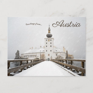 Schloss Ort in Winter Gmunden Austria Postcard