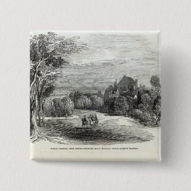 Schloss Rosenau, near Coburg 2 Inch Square Button (Front)