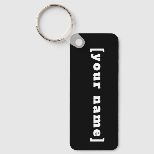 Schlüsselanhänger schwarz weiss mit Deinem Namen Keychain (Front)
